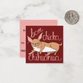 Mini Valentijnsdag Kaart Bom Chicka Chihuahua Notitiekaartje (Voorkant / Achterkant in situ)