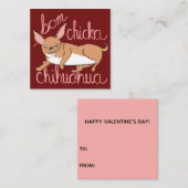 Mini Valentijnsdag Kaart Bom Chicka Chihuahua Notitiekaartje (Voorkant / Achterkant)