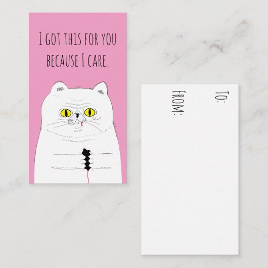 Mini Valentijnsdag Kaart Pack Kat met Muis Notitiekaartje (Voorkant / Achterkant)