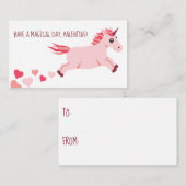 Mini Valentijnsdag Kaart Roze Eenhoorn met Harten Notitiekaartje (Voorkant / Achterkant)