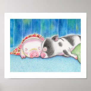 Mini Varkens Biggen Kinderen Kunst Poster Print
