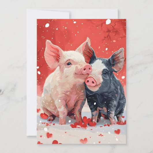 Mini Varkens Valentijnsdag Feestdagenkaart (Voorkant)