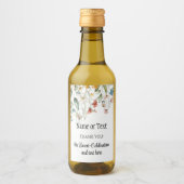 Mini viering Dank u Stilleven Bloemen Drop Wijn Etiket (Voorkant)