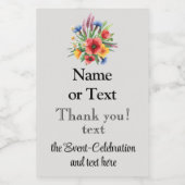 Mini Viering Dank u Verjaardag Poppy Bouquet Wijn Etiket (Enkel label)
