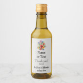 Mini Viering Dank u Verjaardag Poppy Bouquet Wijn Etiket (Voorkant)