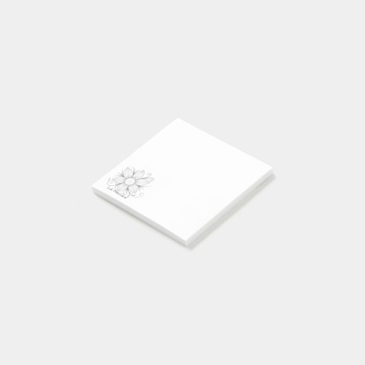 Mini vierkante grijswaarden bloem logo post-it® notes (Schuin)
