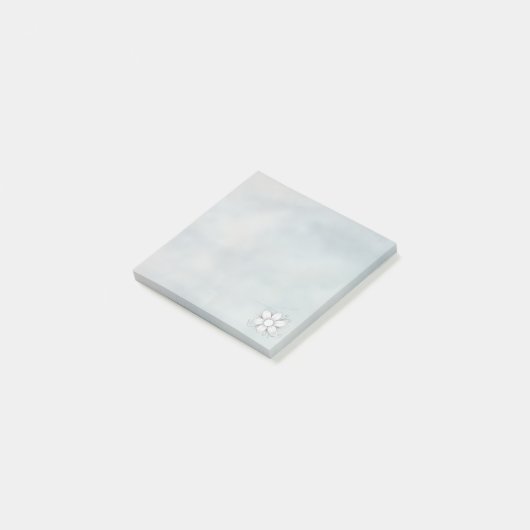 Mini vierkante waterverf stenen grijze bloem logo post-it® notes (Schuin)