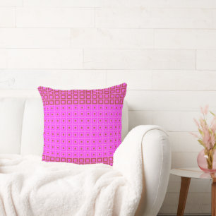 Mini vierkanten in vierkanten zwart rood heet roze kussen