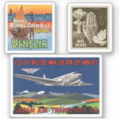 Mini vintage reisbagagelabel stickers (Voorkant)