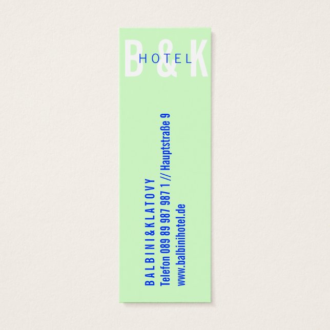 Mini Visitenkarten Hotel Mini Visitekaartjes (Achterkant)