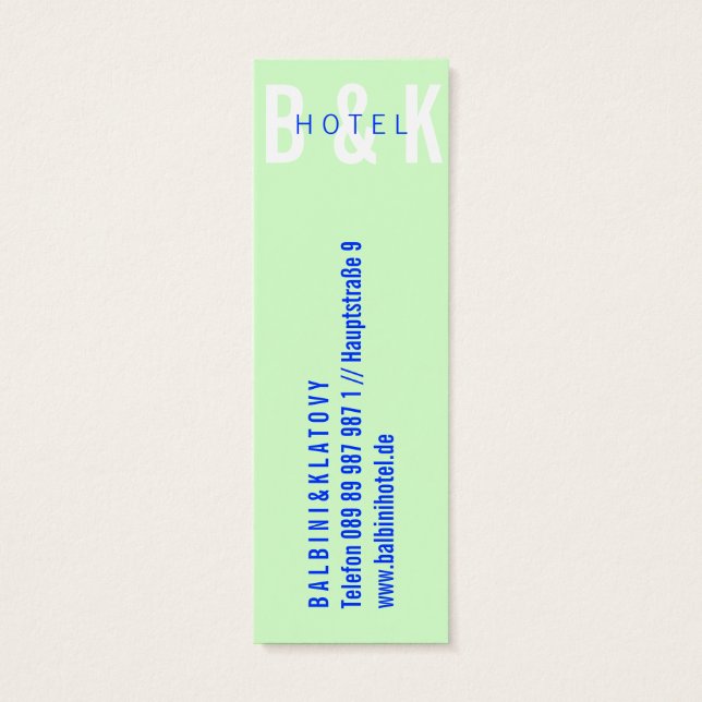 Mini Visitenkarten Hotel Visitekaartjes (Achterkant)