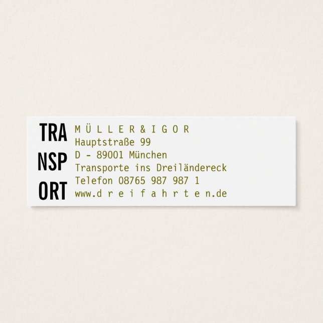 Mini Visitenkarten Mini Visitekaartjes (Achterkant)