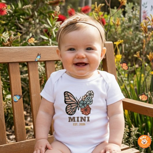 Mini Vlinder met op maat gemaakte EST Jaar Matchin Romper