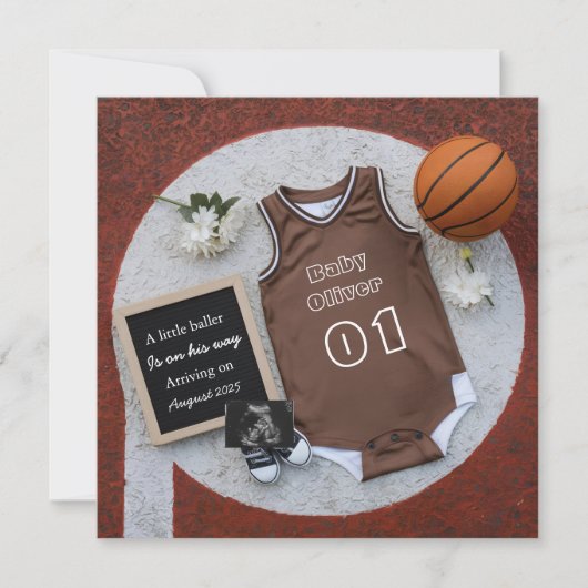 Mini-voetballer basketbal zwangerschapsaankondigin kaart (Voorkant)