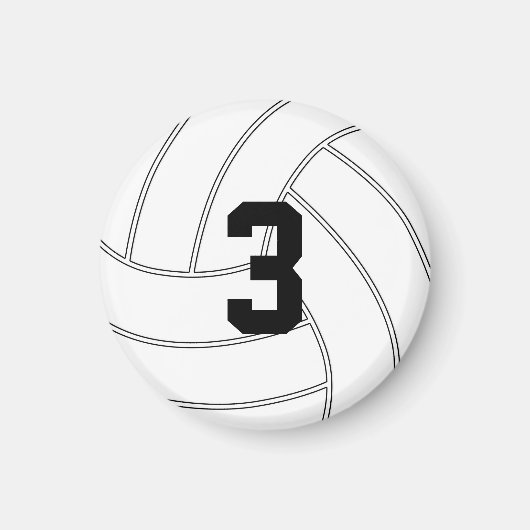 Mini Volleyball Custom Number/Letter Round Magnet (Voorkant)