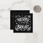 Mini vrolijk en helder zwart-wit Kerstmis Notitiekaartje (Voorkant / Achterkant in situ)