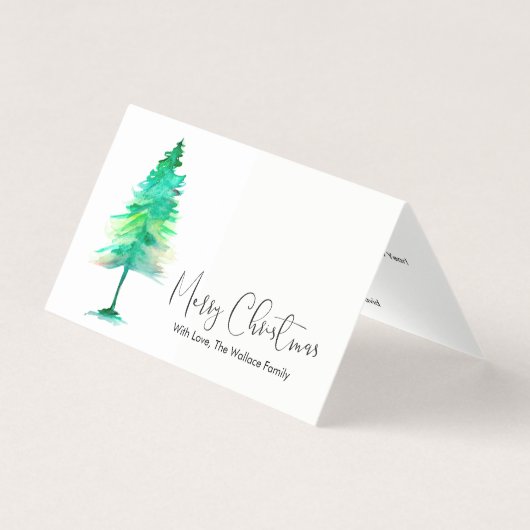 MINI - Vrolijk kerstfeest, Waterverf Pinetree, scr Kaart (Voorkant)