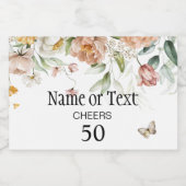 Mini Waterverf Blush Roze Bloemen Drop Sparkling Wijnetiket (Enkel label)