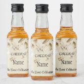 Mini Waterverf Sepia Stilleven Bloemendruppel Likeurfles Etiket (Flessen)