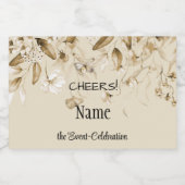 Mini Waterverf Sepia Stilleven Bloemendruppel Likeurfles Etiket