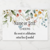 Mini Waterverf Stilleven Bloemendruppel Sparkling Wijnetiket (Enkel label)