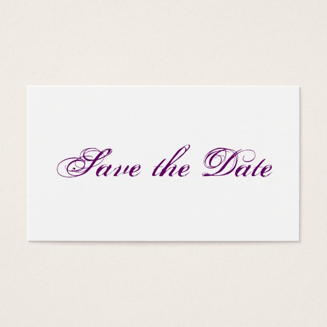Mini wedding Save the Date cards in purple Visitekaartjes (Voorkant)