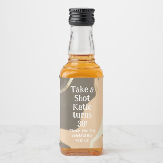 Mini Whiskey Flesje Label, Drank Label - Verjaarda Likeurfles Etiket (Voorkant)