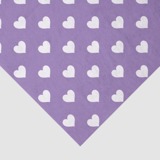 Mini White Hearts op Paars Tissuepapier (Detail)