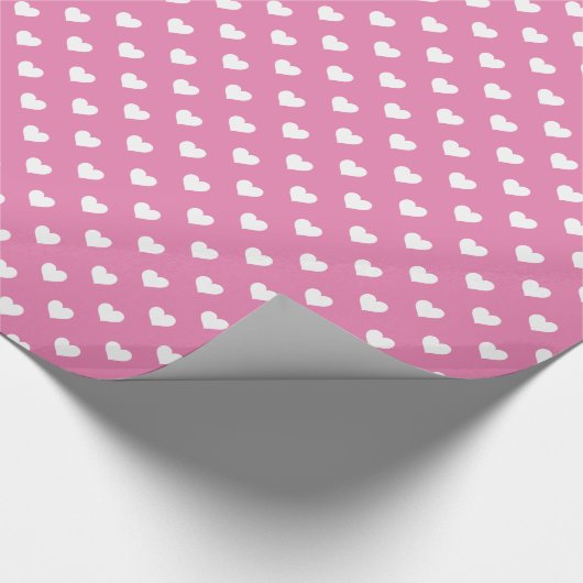 Mini White Hearts op roze Cadeaupapier (Hoek)