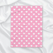 Mini White Hearts op roze Fleece Deken