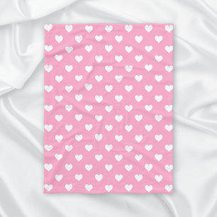 Mini White Hearts op roze Fleece Deken