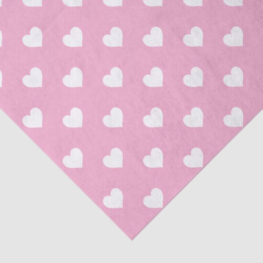 Mini White Hearts op roze patroon Tissuepapier (Detail)