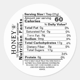 Mini White Nutrition Feit  honingetiket bij bijen Ronde Sticker