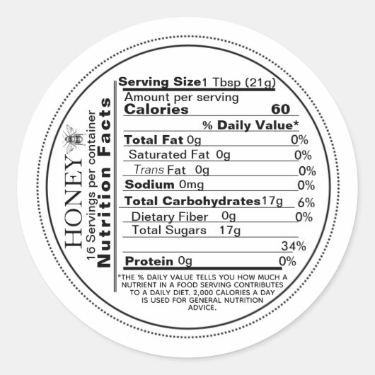 Mini White Nutrition Feit  honingetiket bij bijen Ronde Sticker (Voorkant)