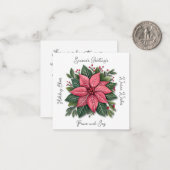 Mini White Poinsettia Kerstmis Notitiekaartje (Voorkant / Achterkant in situ)