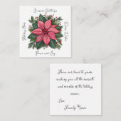 Mini White Poinsettia Kerstmis Notitiekaartje (Voorkant / Achterkant)