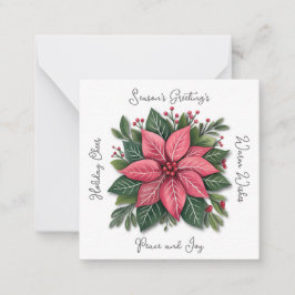 Mini White Poinsettia Kerstmis Notitiekaartje
