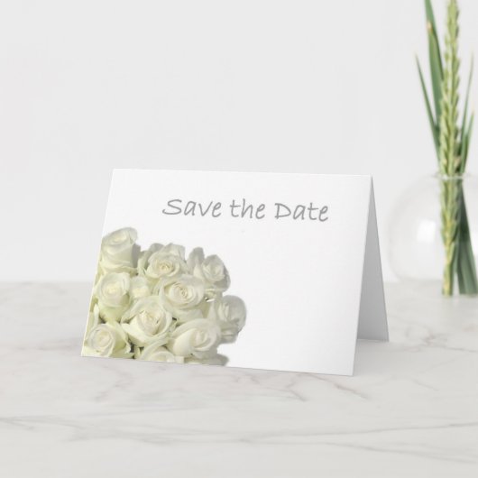 Mini White Roses "Save the Date" Kaart (Voorkant)