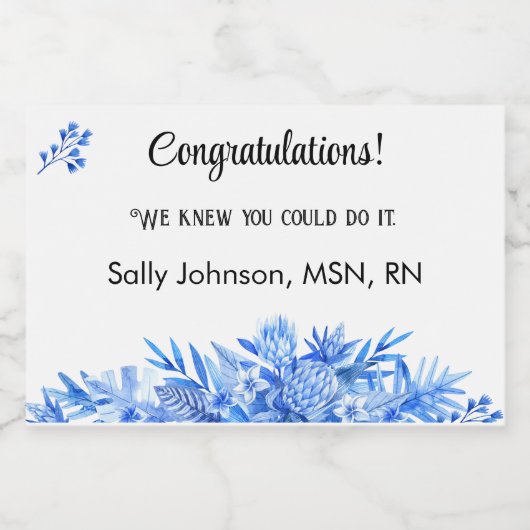 Mini wijnfles Gefeliciteerd kobalt blauw (10) Sparkling Wijnetiket (Enkel label)