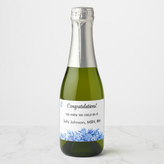 Mini wijnfles Gefeliciteerd kobalt blauw (10) Sparkling Wijnetiket (Voorkant)