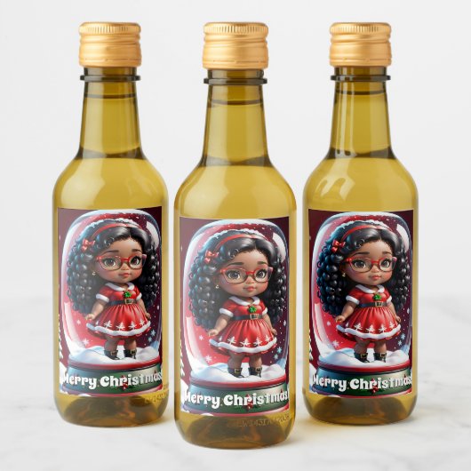 Mini Wijnfles Kerstlabel Wijn Etiket (Flessen)