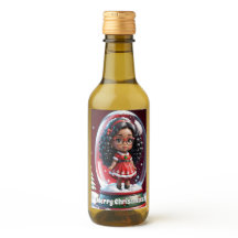 Mini Wijnfles Kerstlabel