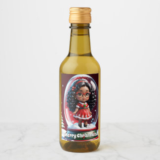 Mini Wijnfles Kerstlabel Wijn Etiket