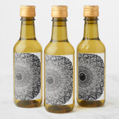 mini wijnfles mandala kunstlabel wijn etiket (Flessen)
