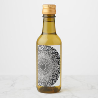 mini wijnfles mandala kunstlabel wijn etiket