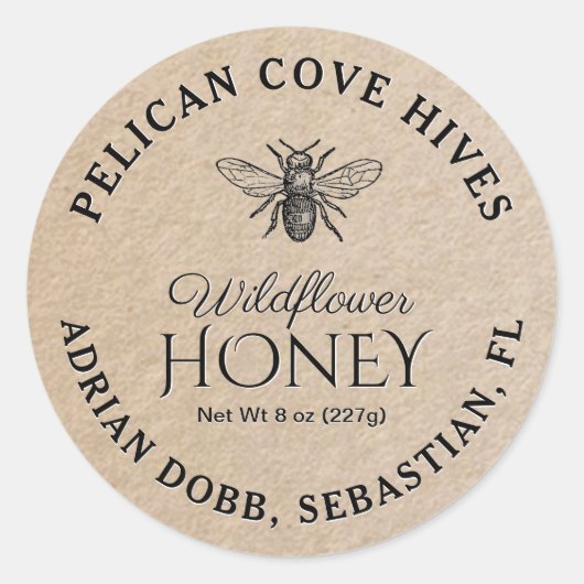 Mini Wildflower Honey Jar Dlabel Kraft Ronde Sticker (Voorkant)