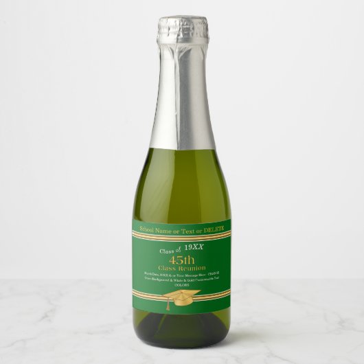 Mini Wine Bottle Labels voor 45th Class Reunion Sparkling Wijnetiket (Voorkant)