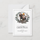 Mini Winter Familie Foto krans Vrolijk Kerstfeest Notitiekaartje (Voorkant)