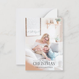 Mini Winter Pine Cone Berry Merry Kerstmis Foto Notitiekaartje