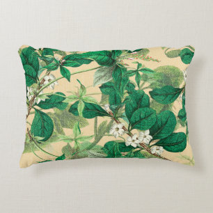 Mini-witte bloemen met bladpatroon accent kussen
